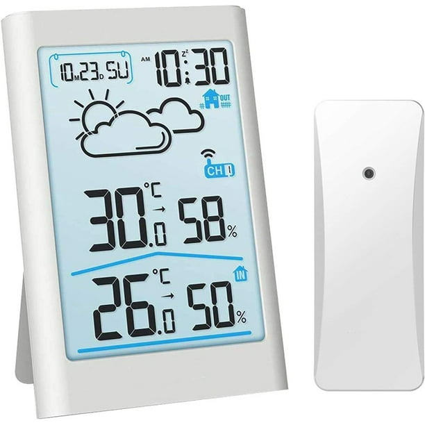 LCD Indoor Outdoor Thermometer Hygrometer Alarm Clock Calendar Weather Forecast